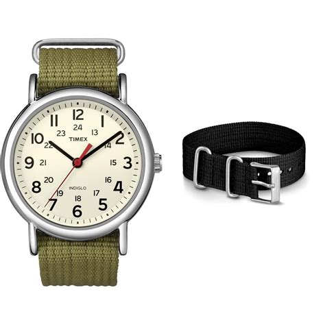 timex weekender 38mm metallic fabric strap watch|timex weekender slip thru.